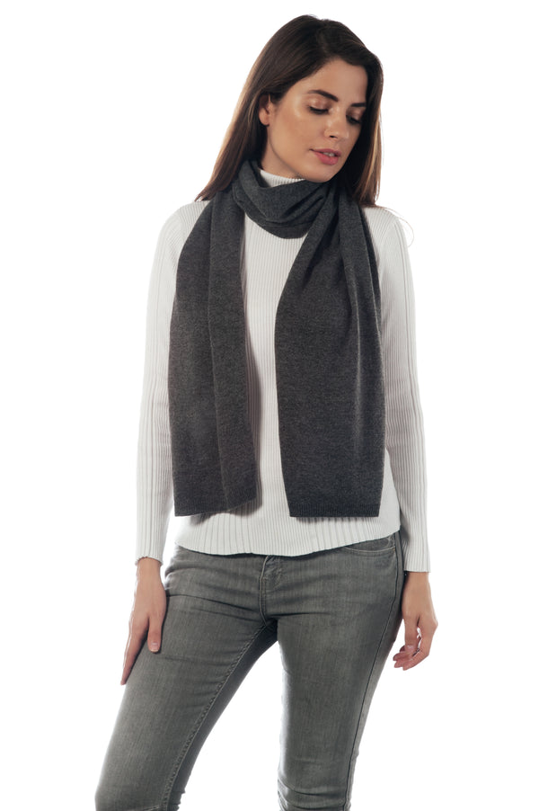 Cashmere Merino Scarf -Jersey Knit - Charcoal