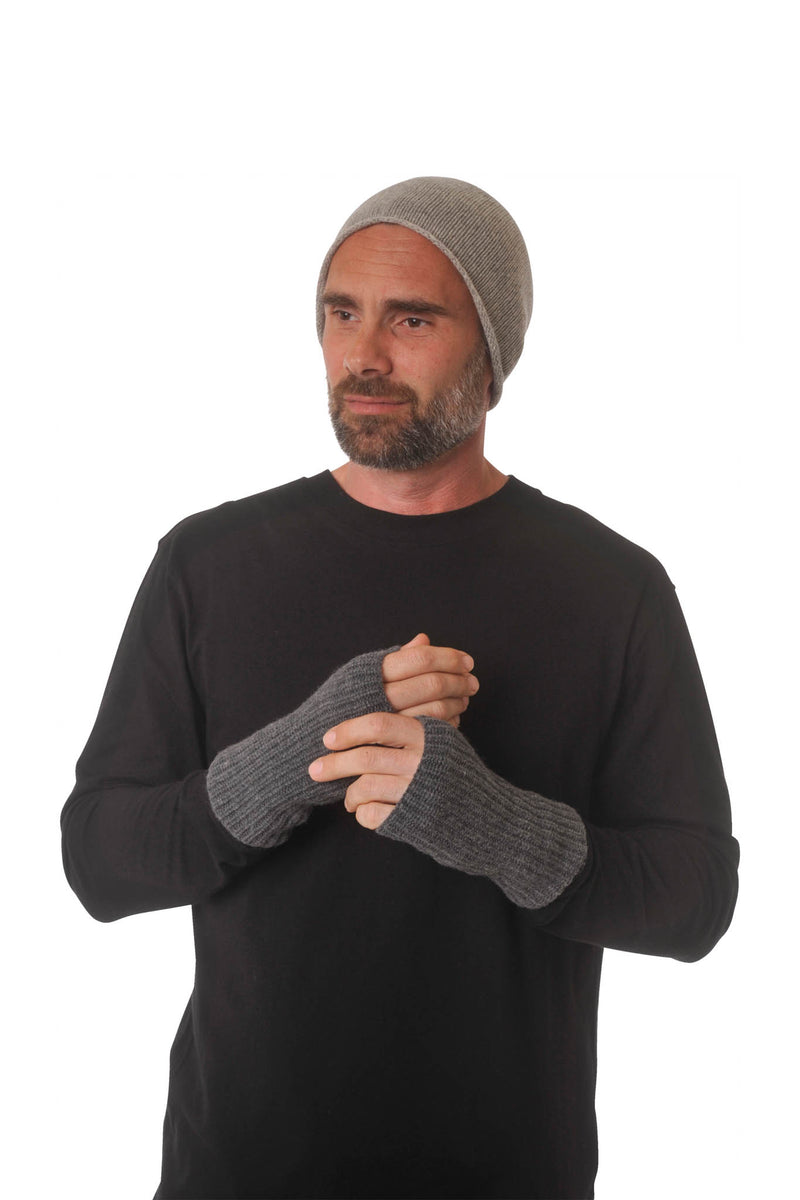 Fingerless Gloves - Hand & Wrist warmers - Cashmere & Merino - Warm Soft Wool for Winter - Charcoal