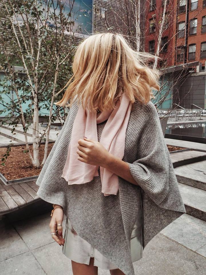 Cashmere Merino Poncho and Pale Pink Scarf