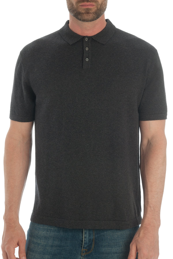 Men's Cashmere & Cotton Polo Shirt - Charcoal