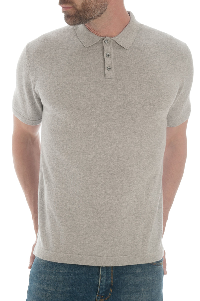 Men's Cashmere & Cotton Polo Shirt - Flannel Grey