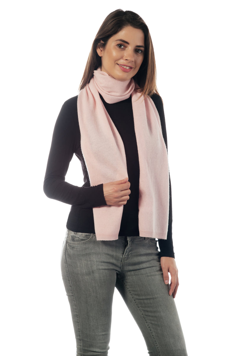 Cashmere Merino Scarf -Jersey Knit - Pale Pink