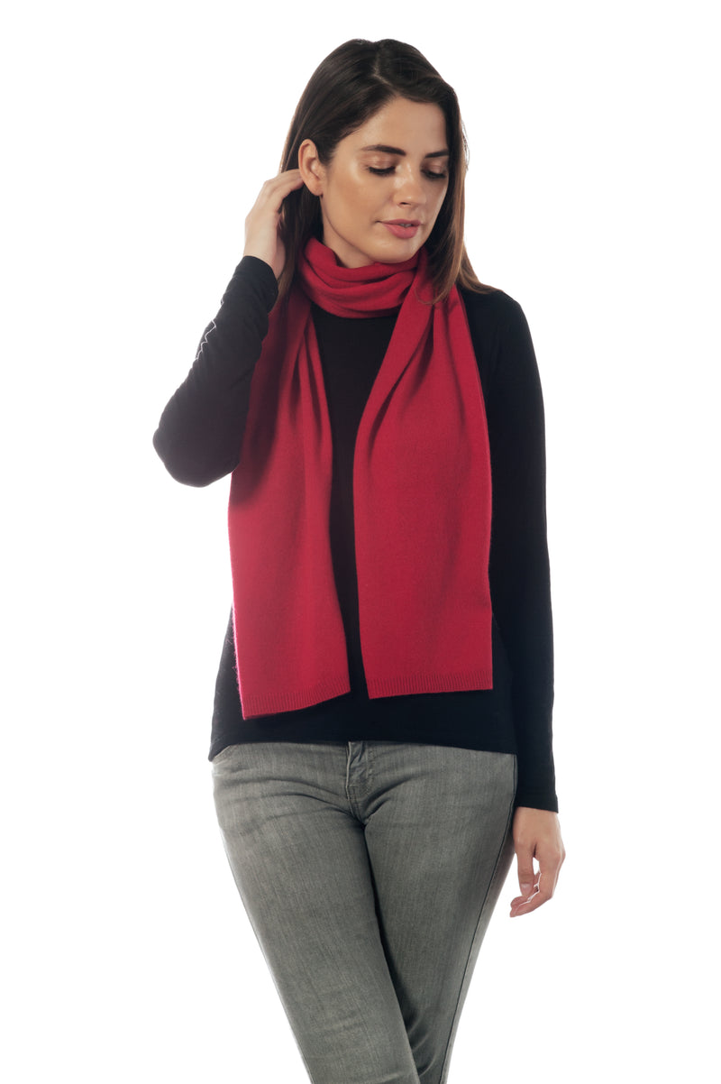 Cashmere Merino Scarf -Jersey Knit - Red