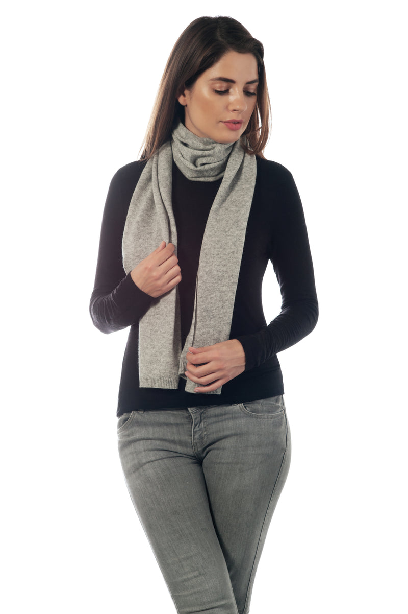 Cashmere Merino Scarf -Jersey Knit - Flannel Grey