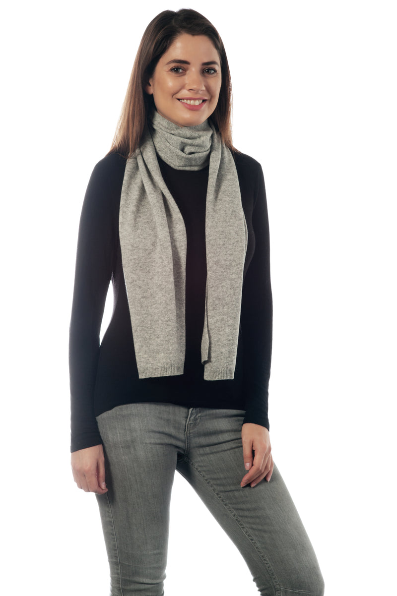 Cashmere Merino Scarf -Jersey Knit - Flannel Grey