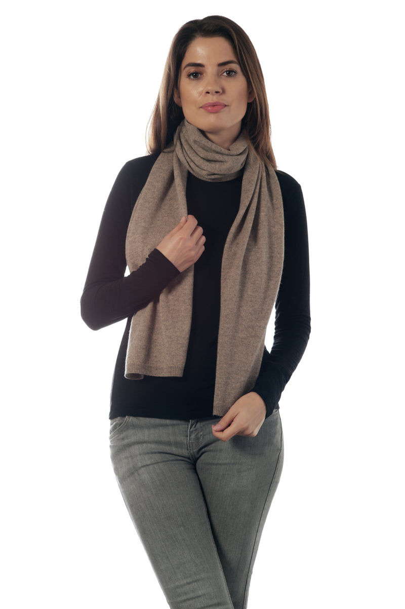 Cashmere Merino Scarf -Jersey Knit - Pepper