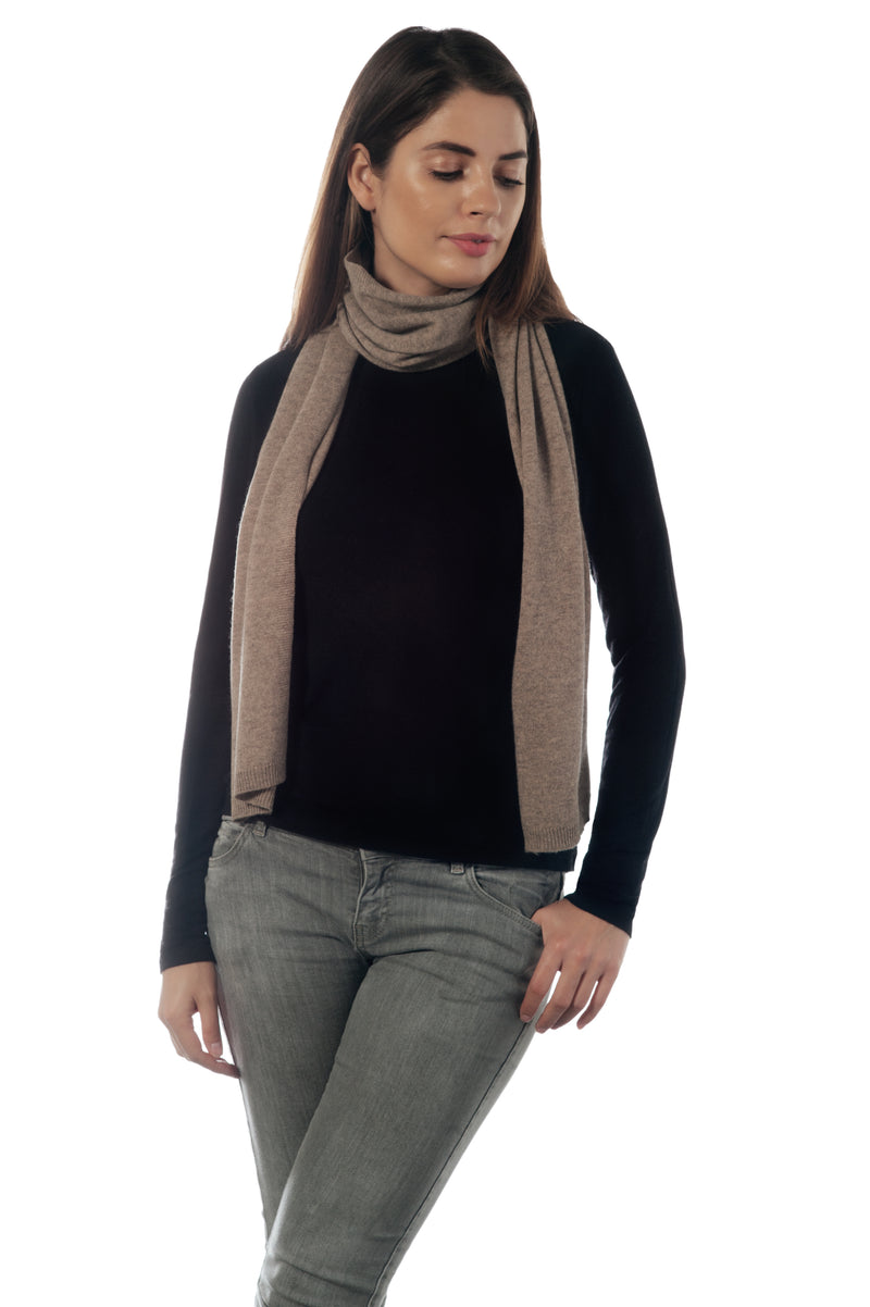 Cashmere Merino Scarf -Jersey Knit - Pepper