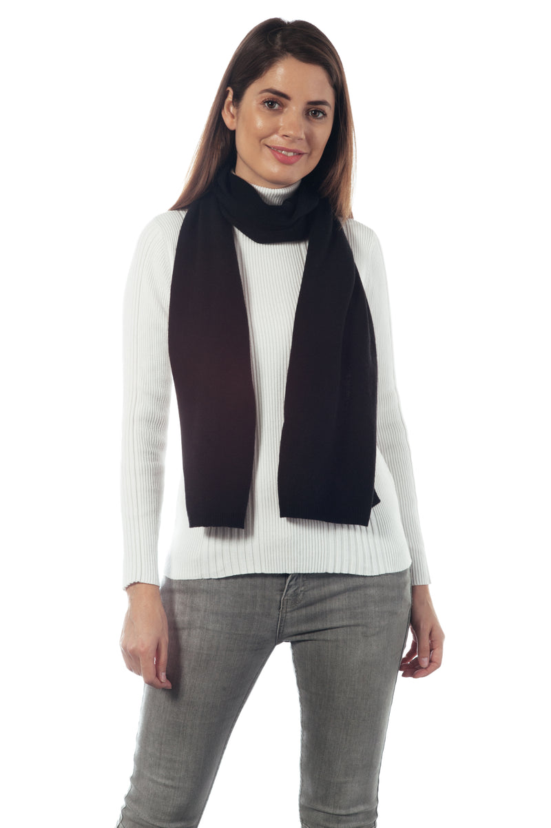 Cashmere Merino Scarf -Jersey Knit - Black