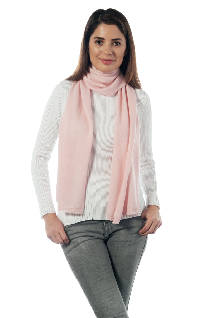 Cashmere Merino Scarf -Jersey Knit - Pale Pink