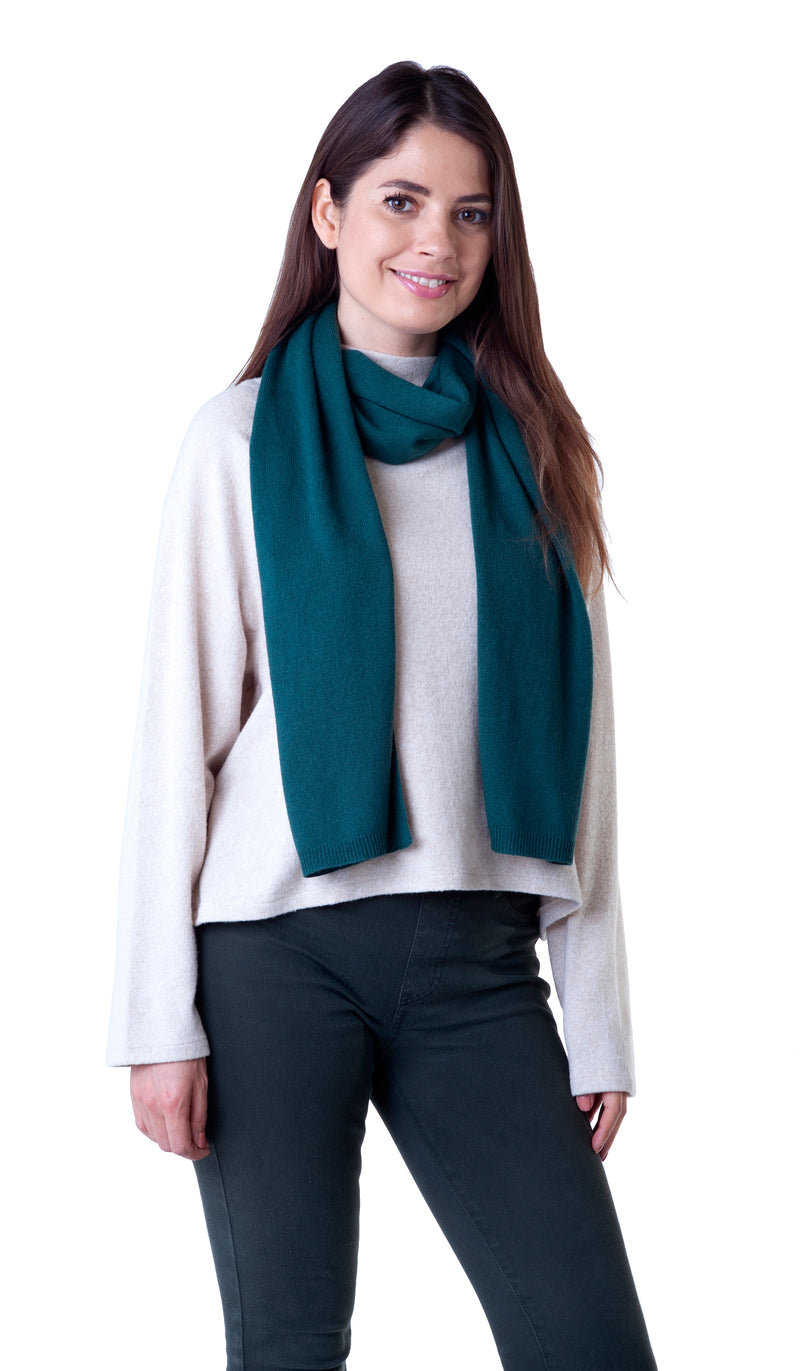 Cashmere Merino Scarf -Jersey Knit - Racing Green