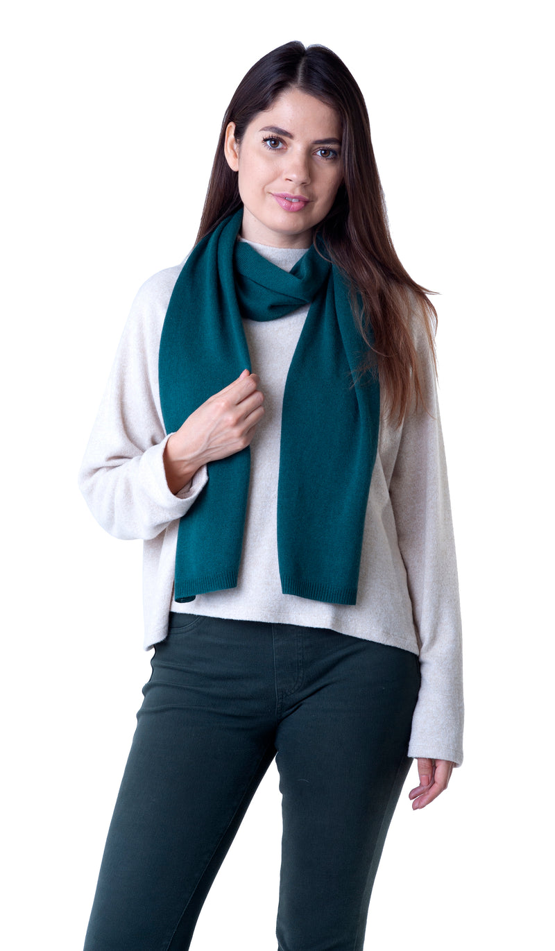 Cashmere Merino Scarf -Jersey Knit - Racing Green