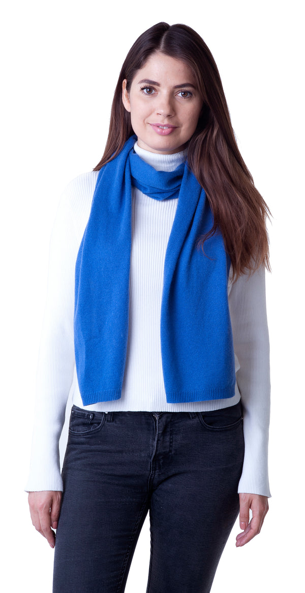 Cashmere Merino Scarf -Jersey Knit - Royal Blue