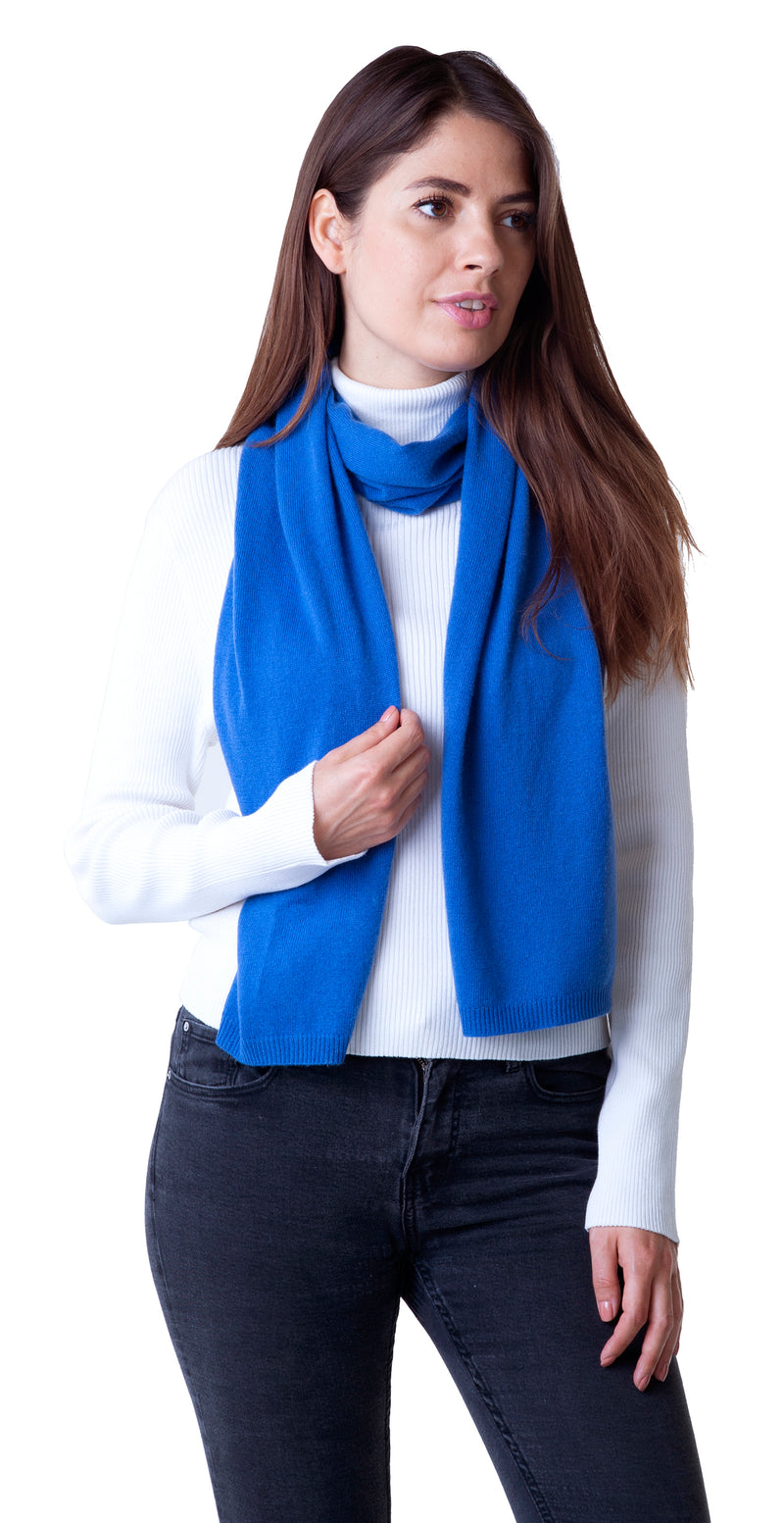 Cashmere Merino Scarf -Jersey Knit - Royal Blue