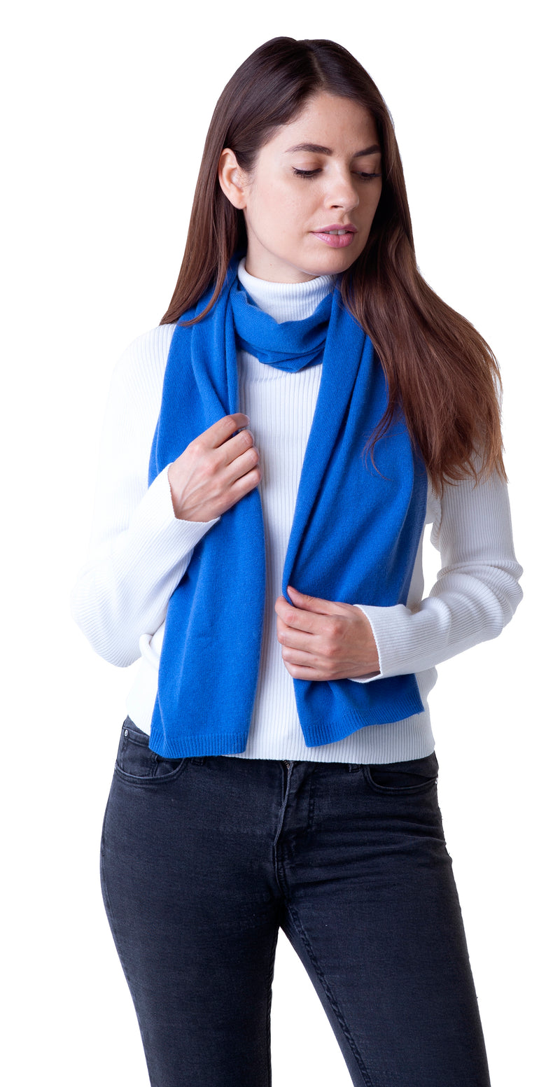 Cashmere Merino Scarf -Jersey Knit - Royal Blue