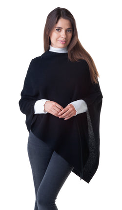 Cashmere Merino Poncho in Black 