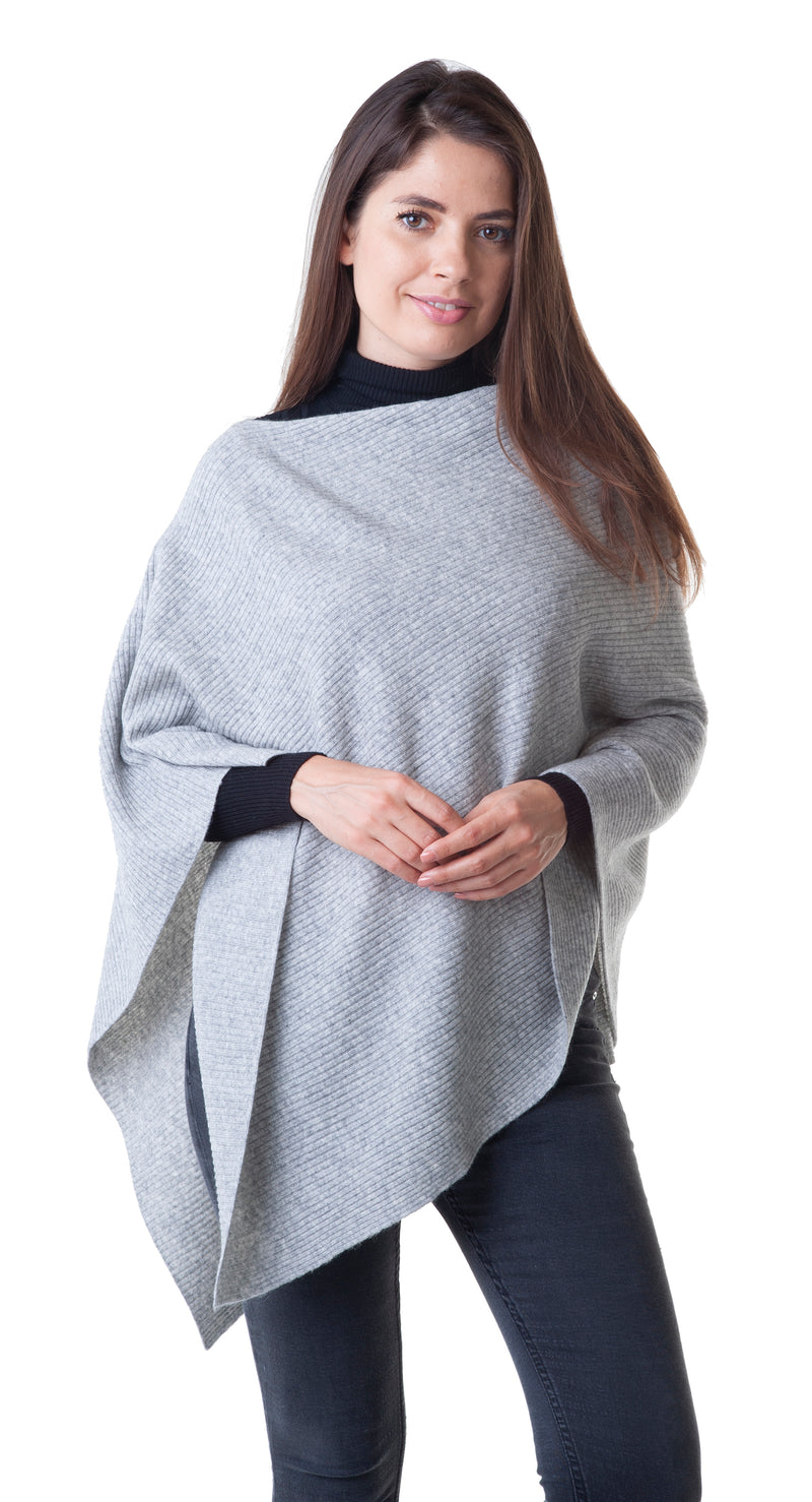 Cashmere Merino Poncho in Flannel Grey