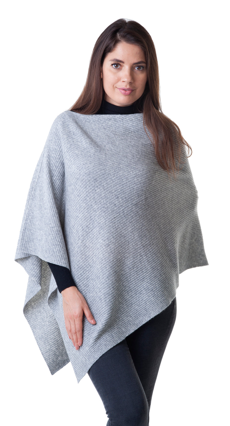 Cashmere Merino Poncho in Flannel Grey