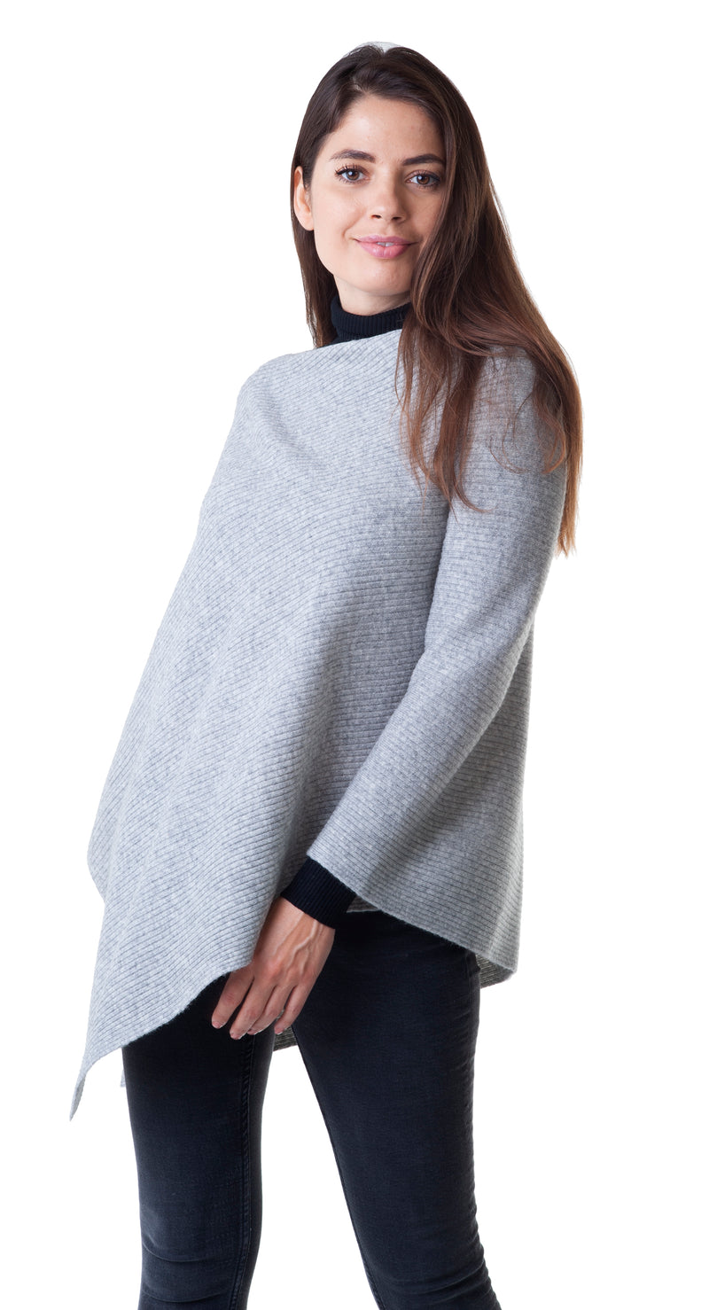 Cashmere Merino Poncho in Flannel Grey