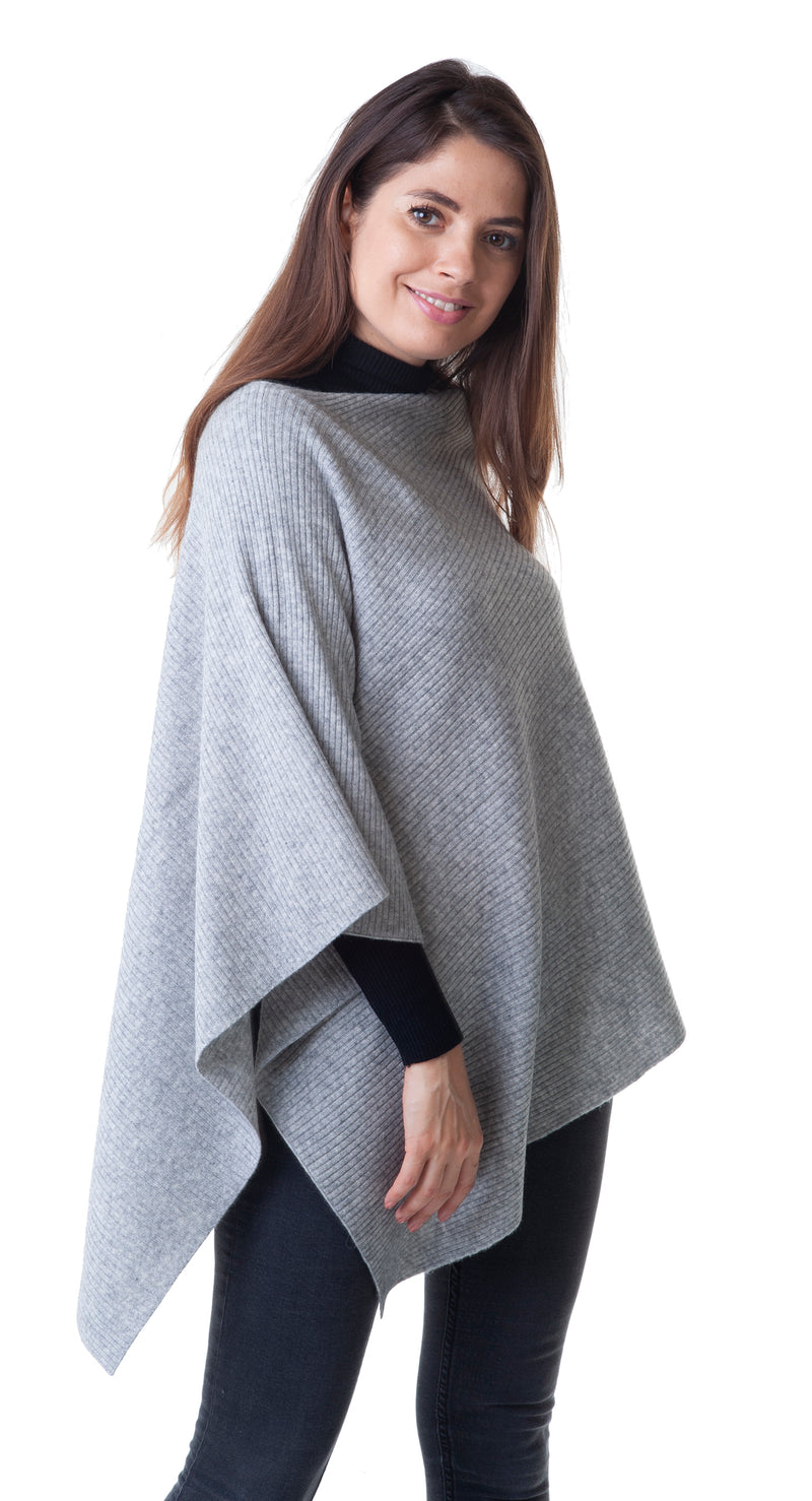 Cashmere Merino Poncho in Flannel Grey