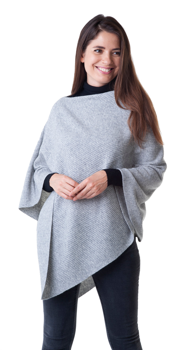 Cashmere Merino Poncho in Flannel Grey