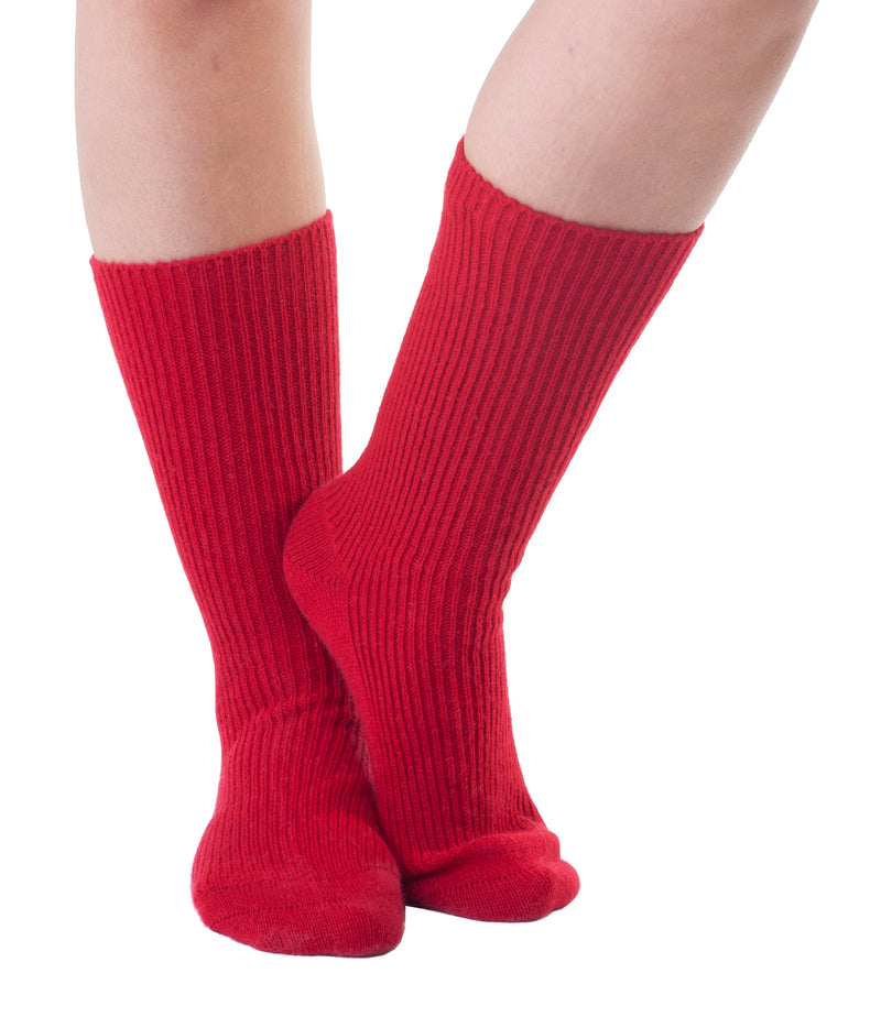 Cashmere Merino bed & lounge socks - Red