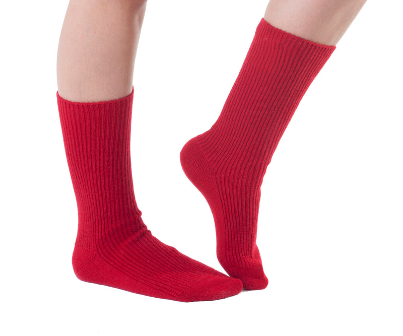 Cashmere Merino bed & lounge socks - Red