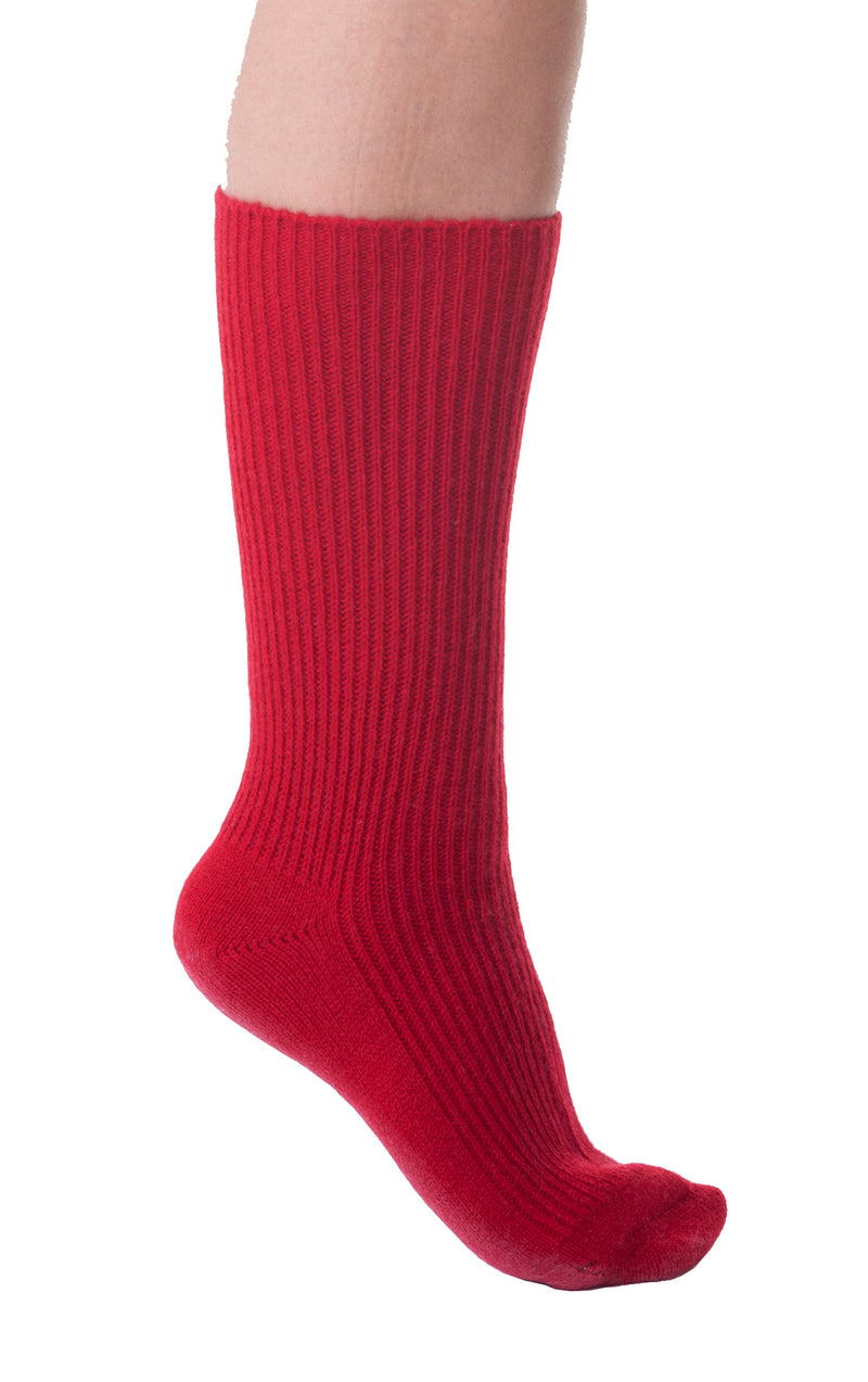 Cashmere Merino bed & lounge socks - Red