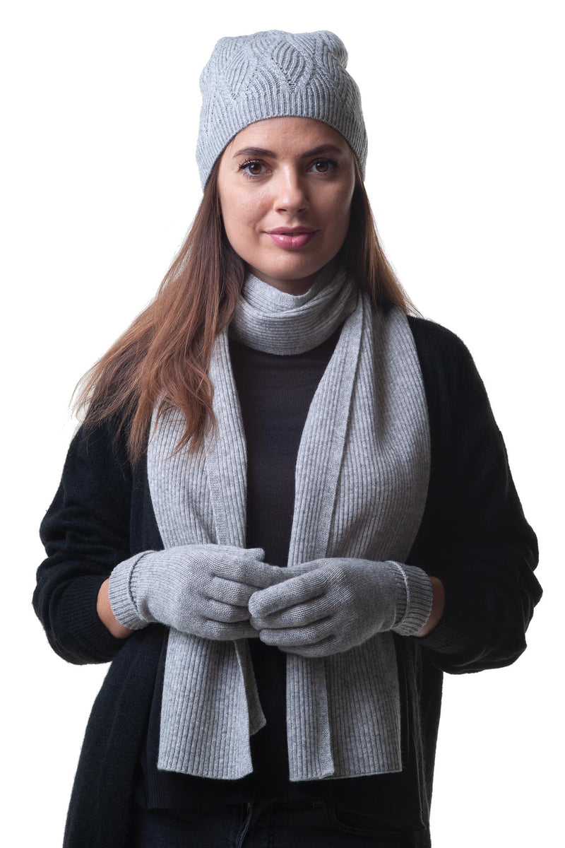 Cashmere Merino Gloves for Women and Men - Warm Soft Natural Wool for Winter  - Flannel Grey