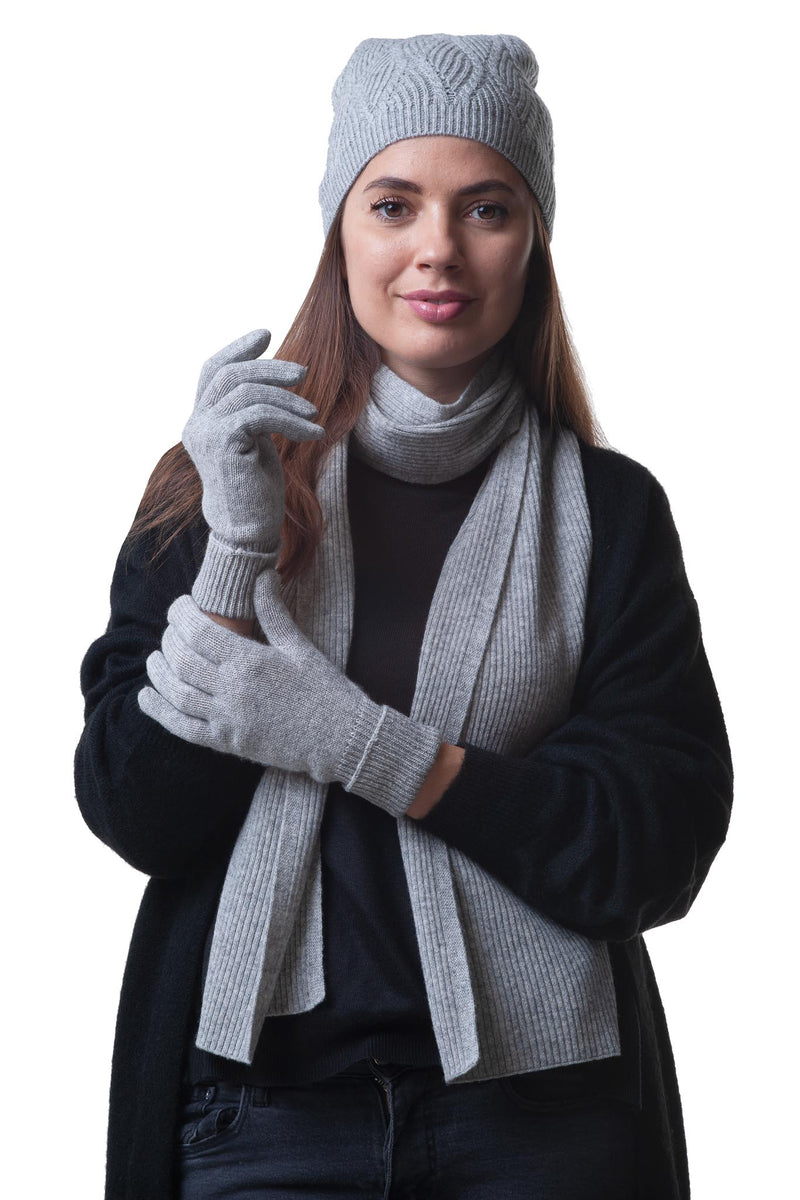 Cashmere Merino Gloves for Women and Men - Warm Soft Natural Wool for Winter  - Flannel Grey