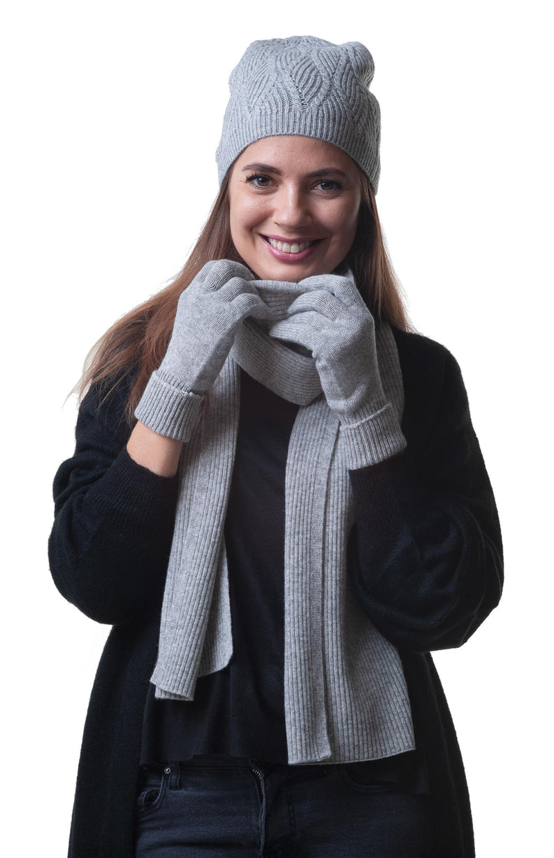 Cashmere Merino Gloves for Women and Men - Warm Soft Natural Wool for Winter  - Flannel Grey