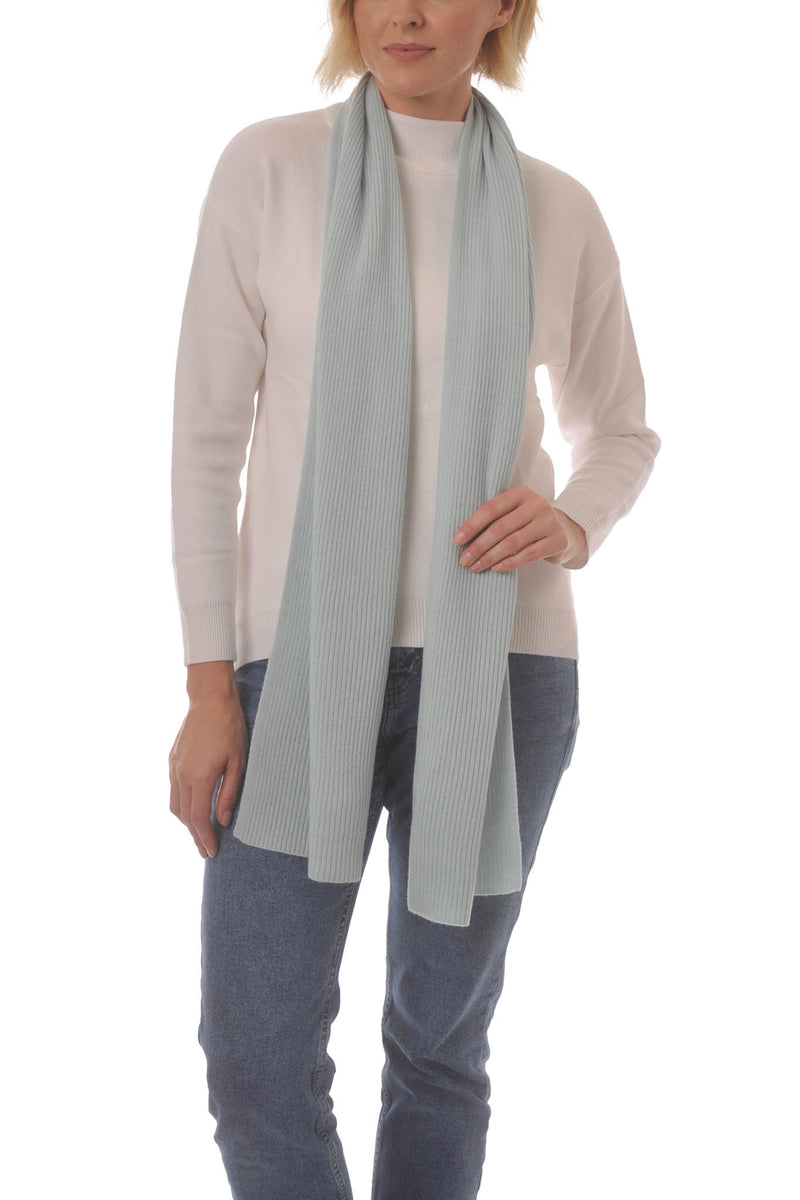 Cashmere Merino Scarf - Rib Knit - Soft Warm, Stylish Winter Scarf for Women & Men - Cool Mint