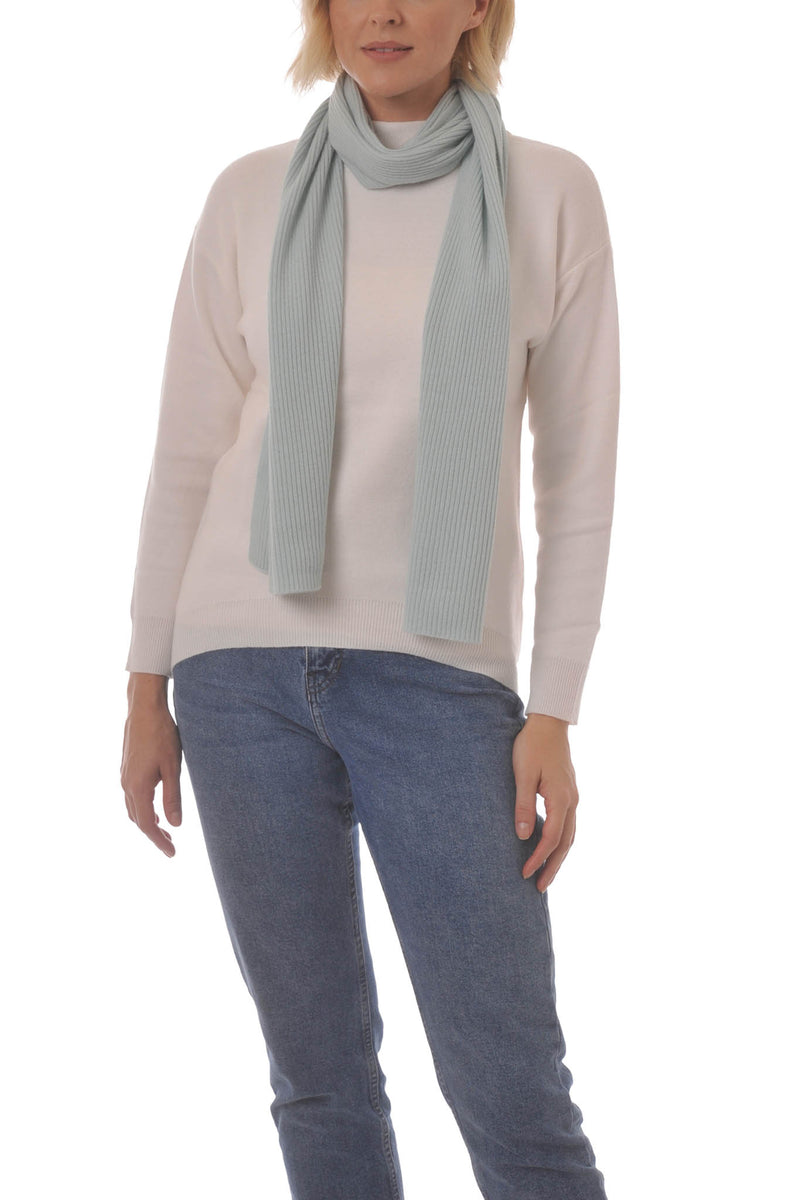 Cashmere Merino Scarf - Rib Knit - Soft Warm, Stylish Winter Scarf for Women & Men - Cool Mint