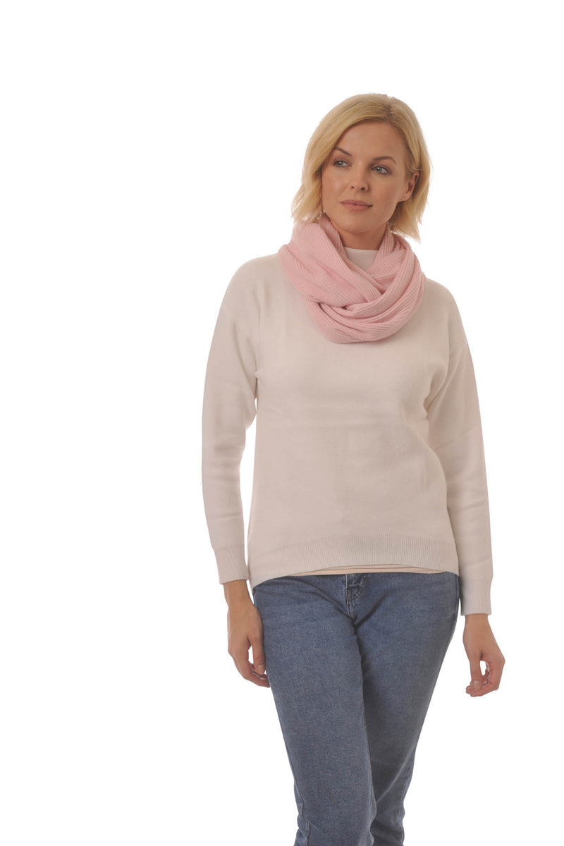 Adorawool Snood - Ribbed Design in Cashmere Merino - Pale Pink