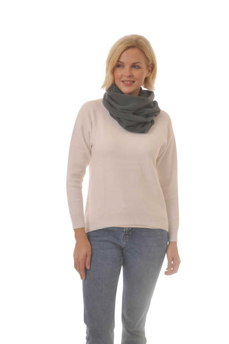 Adorawool Snood - Ribbed Design in Cashmere Merino - Olive
