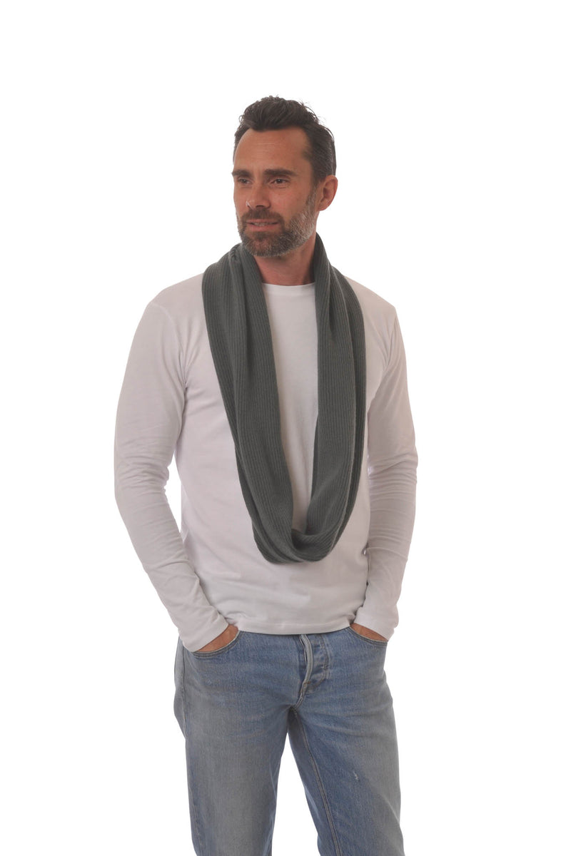 Adorawool Snood - Ribbed Design in Cashmere Merino - Olive