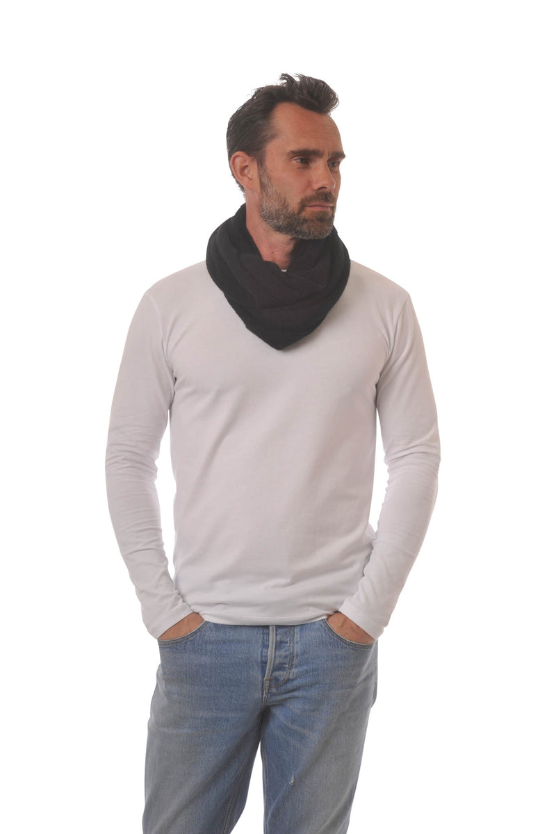 Adorawool Snood - Ribbed Design in Cashmere Merino - Black