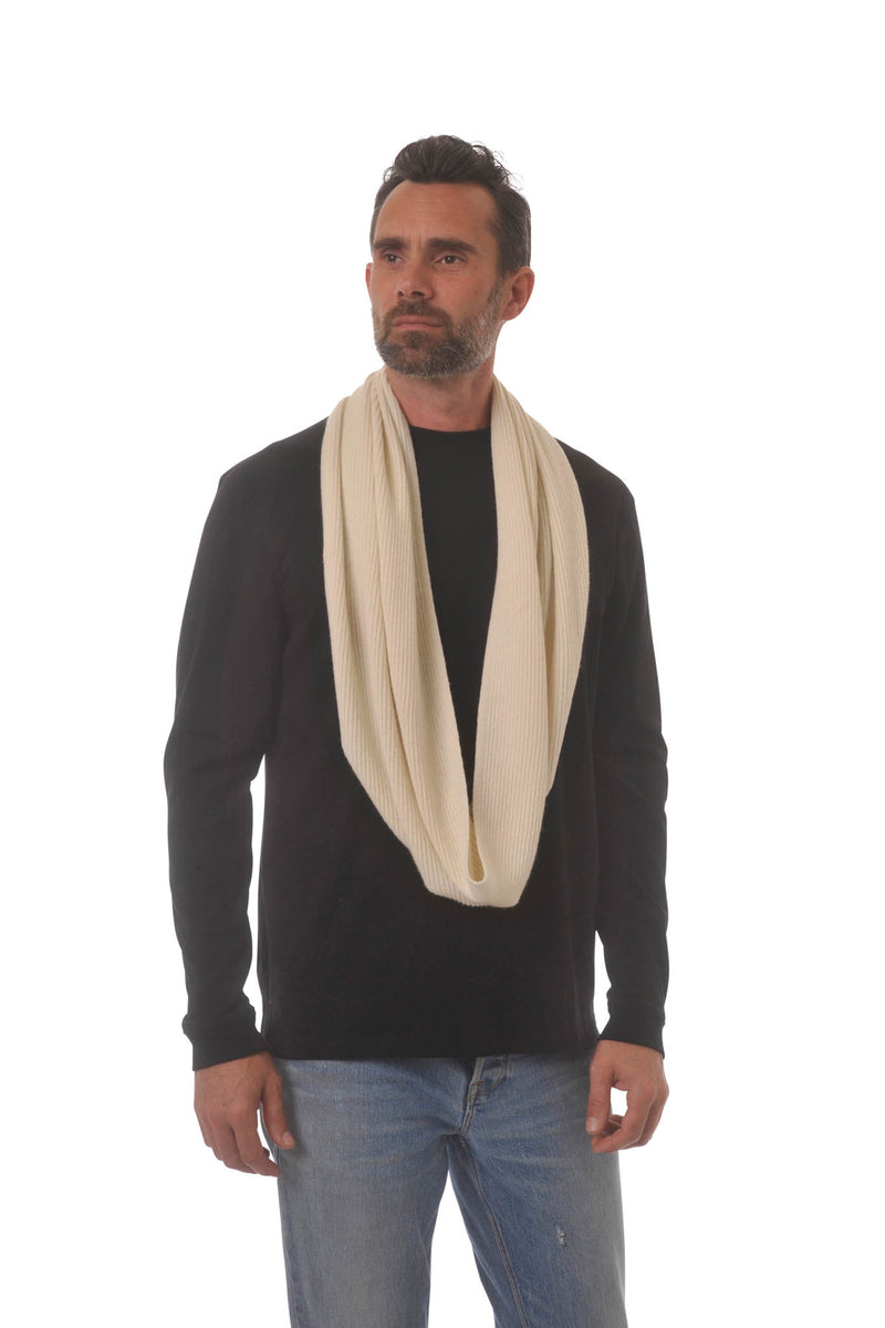 Adorawool Snood - Ribbed Design in Cashmere Merino - Ivory