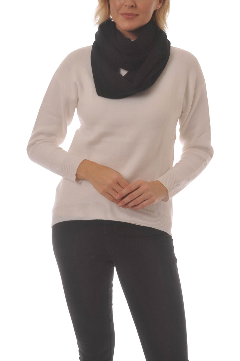 Adorawool Snood - Ribbed Design in Cashmere Merino - Black