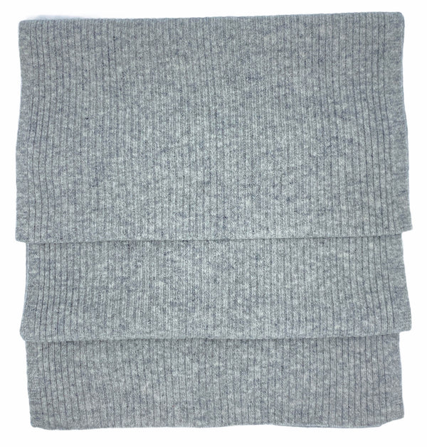 Cashmere Merino Scarf - Rib Knit - Soft Warm Stylish Winter Scarf for Women & Men - Flannel Grey