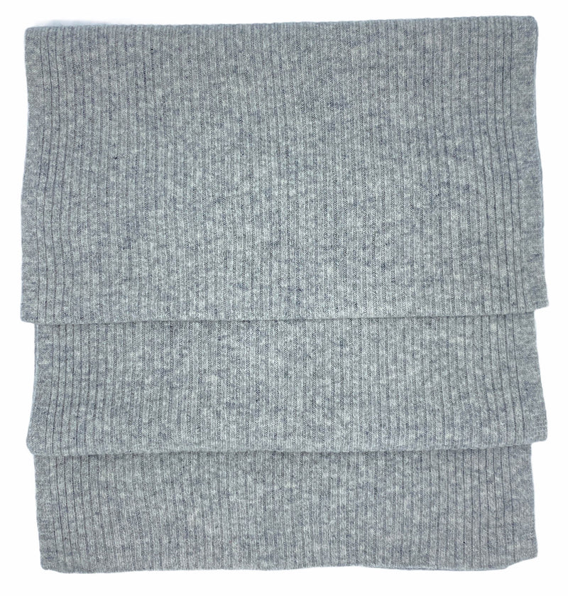 Cashmere Merino Scarf - Rib Knit - Soft Warm Stylish Winter Scarf for Women & Men - Flannel Grey