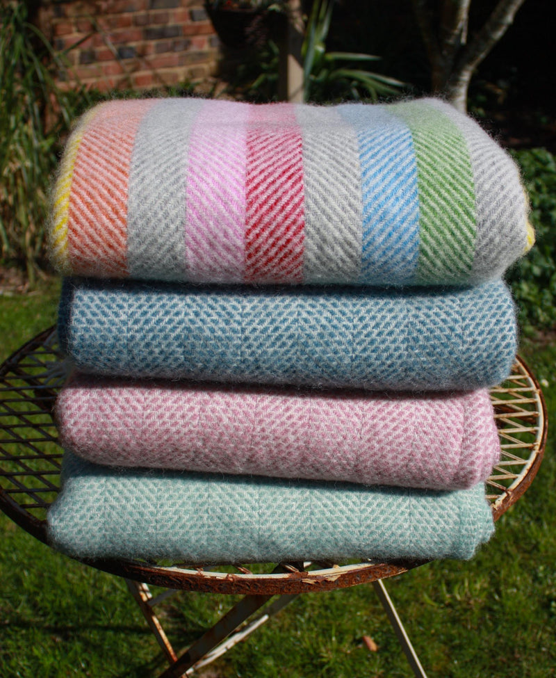 Rainbow Throw -100% Pure New Wool - Striped Blanket