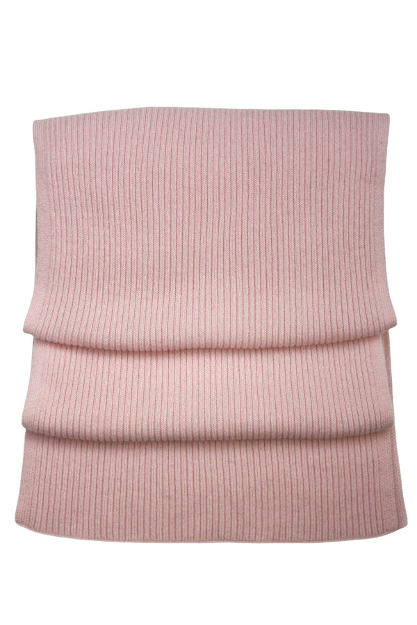 Cashmere Merino Scarf - Rib Knit - Soft Warm, Stylish Winter Scarf for Women & Men - Pale Pink