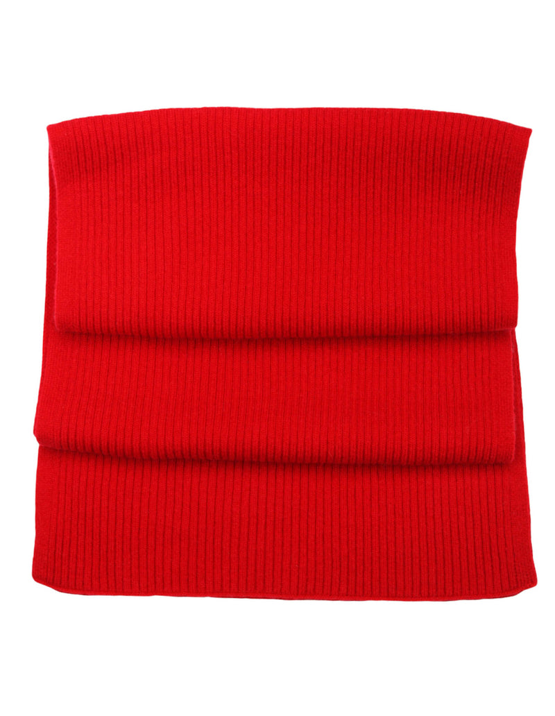 Cashmere Merino Scarf - Rib Knit - Soft Warm, Stylish Winter Scarf for Women & Men - Red