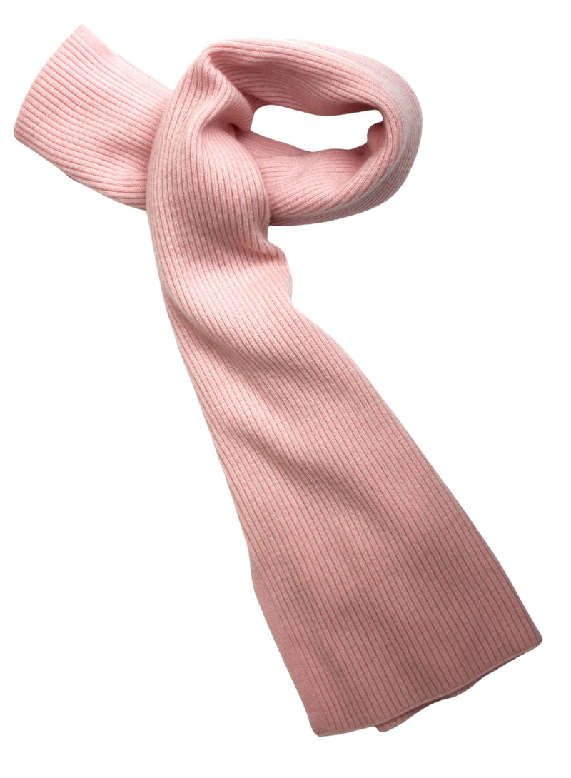 Cashmere Merino Scarf - Rib Knit - Soft Warm, Stylish Winter Scarf for Women & Men - Pale Pink