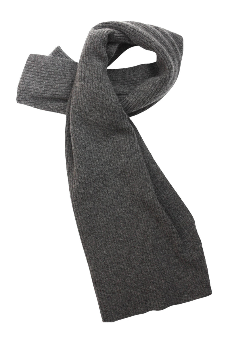 Cashmere Merino Scarf - Rib Knit - Soft Warm, Stylish Winter Scarf for Women & Men - Charcoal