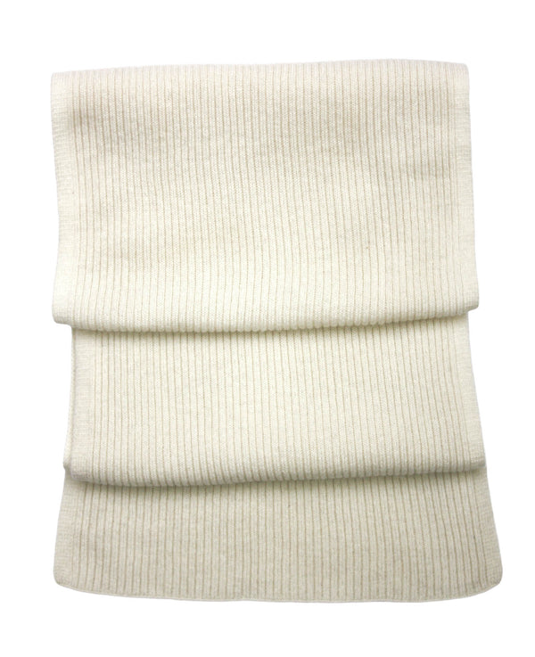 Cashmere Merino Scarf - Rib Knit - Soft Warm Stylish Winter Scarf for Women & Men - Ivory