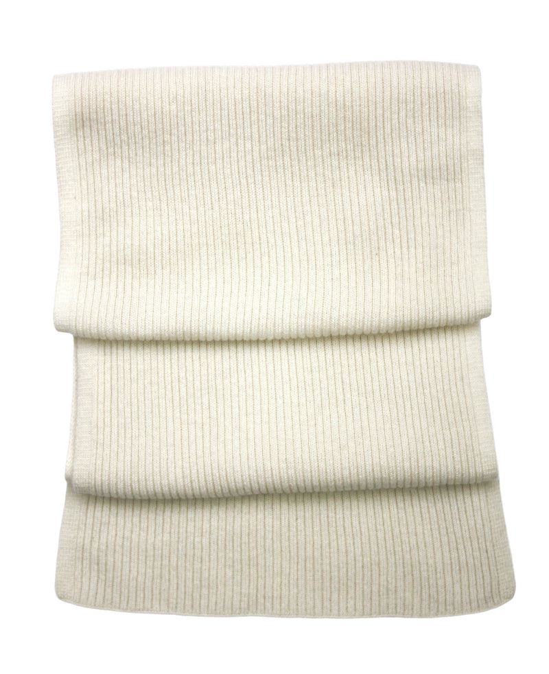 Cashmere Merino Scarf - Rib Knit - Soft Warm Stylish Winter Scarf for Women & Men - Ivory