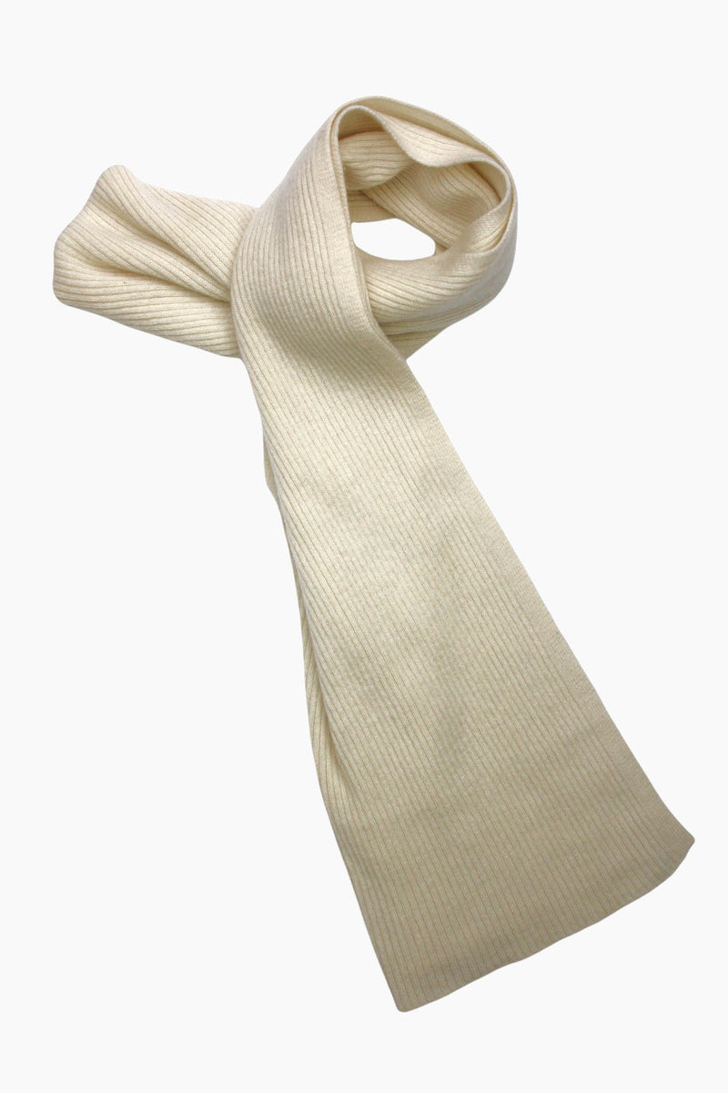 Cashmere Merino Scarf - Rib Knit - Soft Warm Stylish Winter Scarf for Women & Men - Ivory