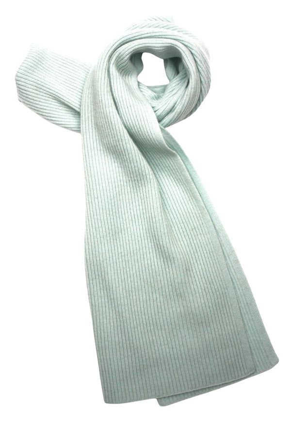 Cashmere Merino Scarf - Rib Knit - Soft Warm, Stylish Winter Scarf for Women & Men - Cool Mint
