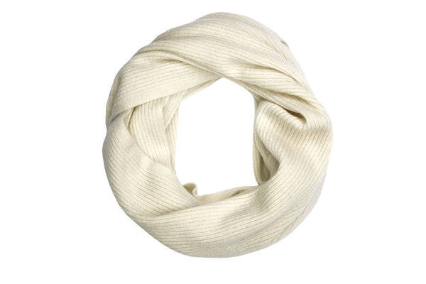 Adorawool Snood - Ribbed Design in Cashmere Merino - Ivory
